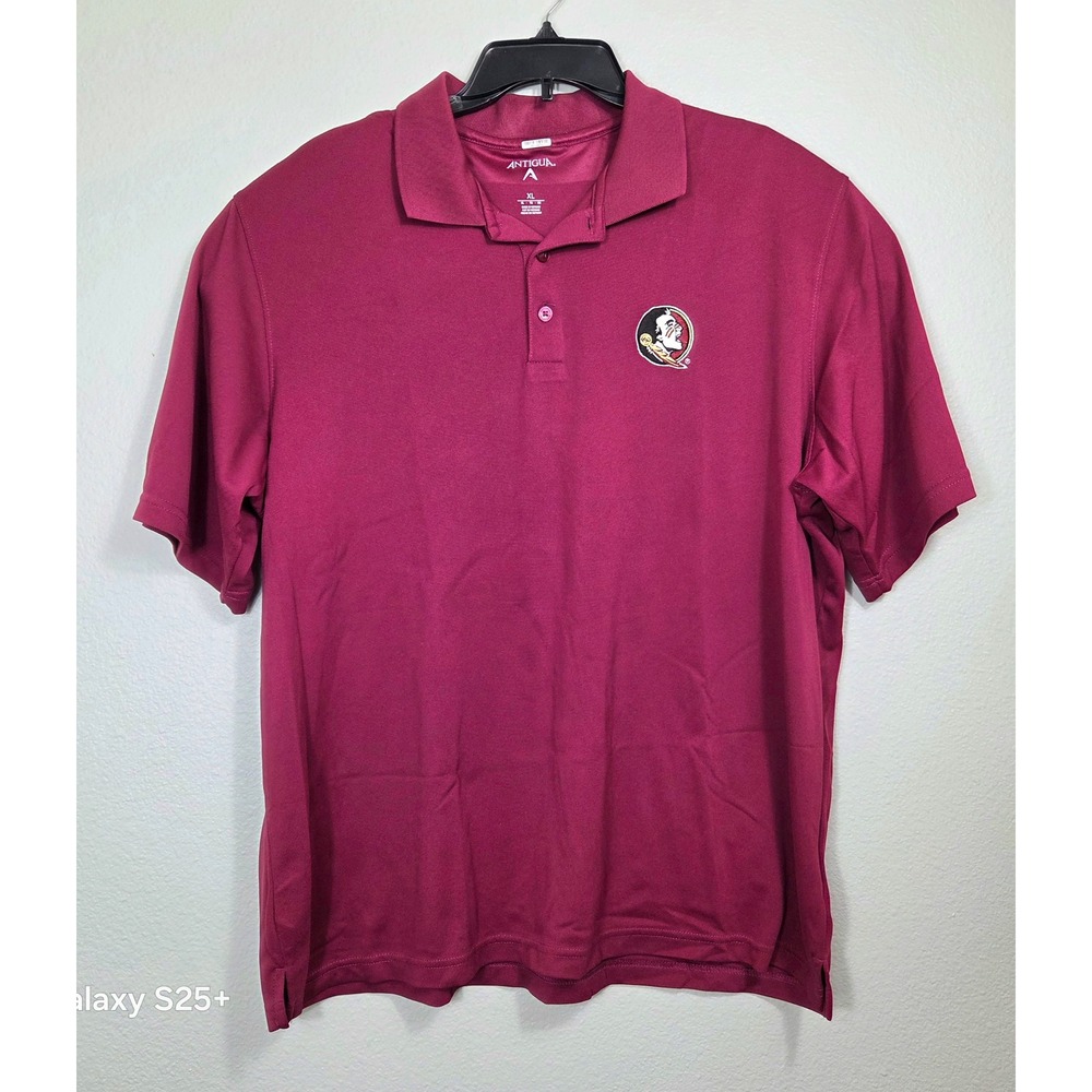 Antigua Florida State Seminoles FSU Polo Shirt Mens XL Garnet Maroon Short Slv